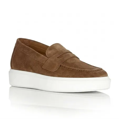 Mocassins rehaussants Rimini marron +6 cm | Daim luxe homme