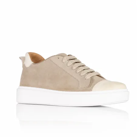 Sneakers rehaussantes Milano taupe +6 cm