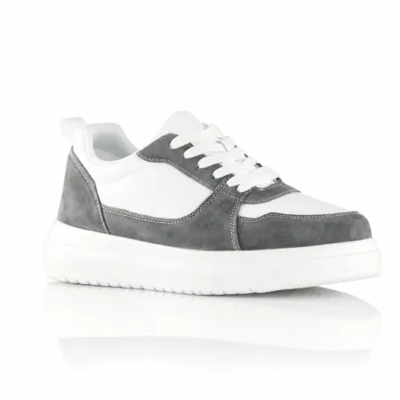 Assisi Sneakers Rehaussantes Blanc et Gris +6 cm