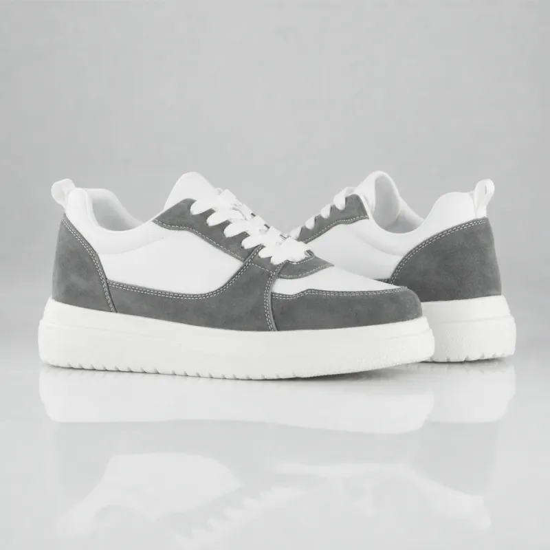 Assisi Sneakers Rehaussantes Blanc et Gris +6 cm
