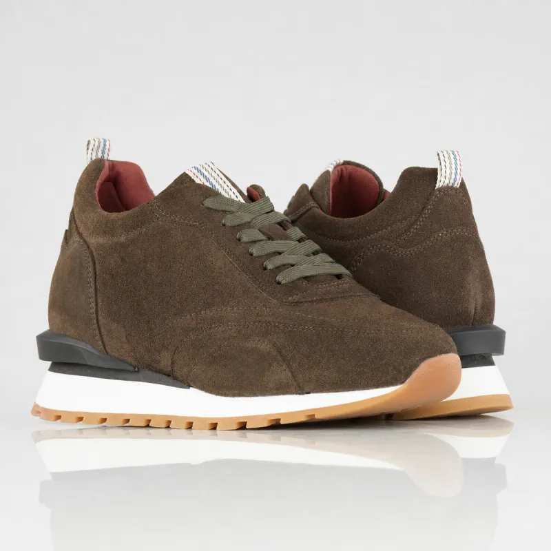 Basket Homme rehaussante  | Torino kaki +7,5cm | Mario Bertulli