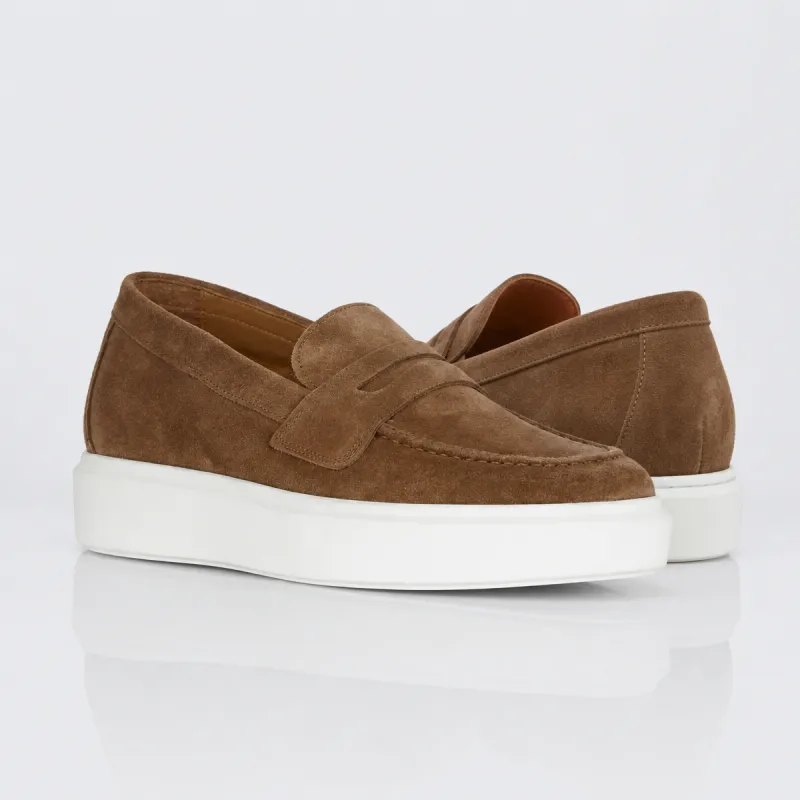 Mocassins rehaussants Rimini marron +6 cm | Daim luxe homme