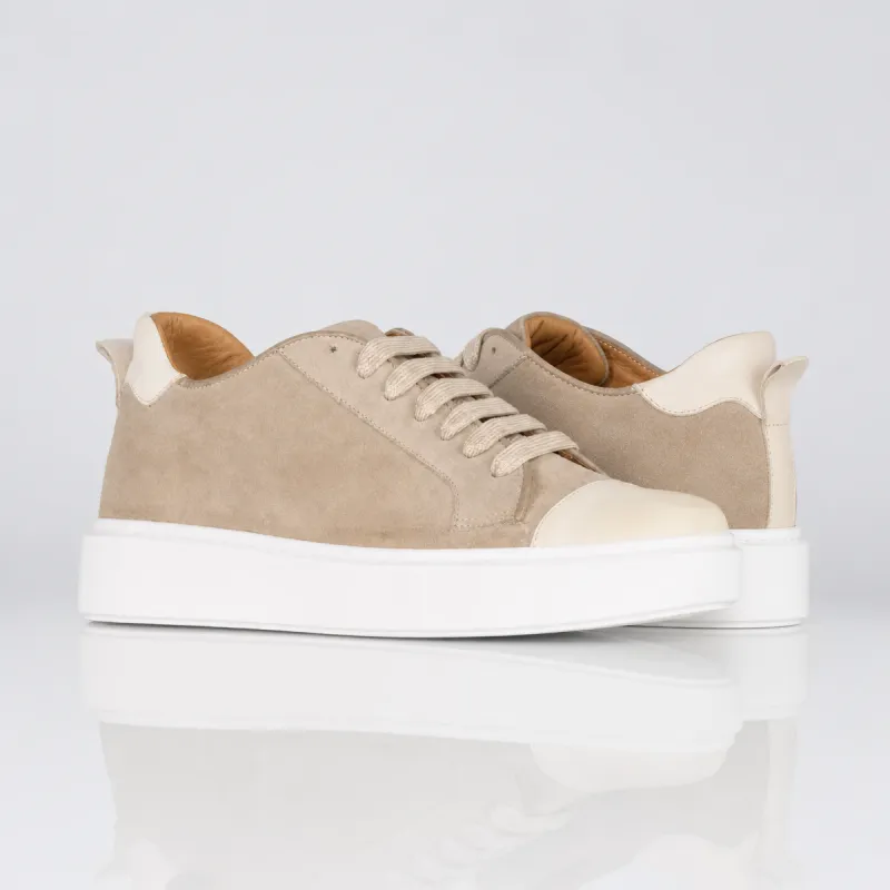 Sneakers rehaussantes Milano taupe +6 cm