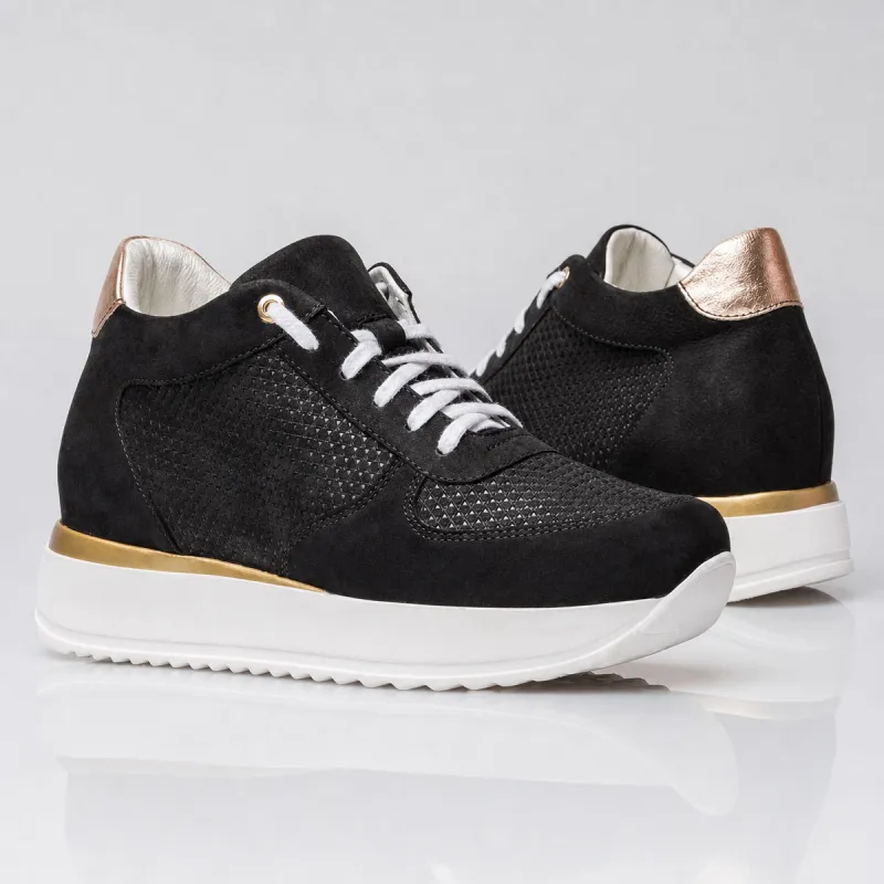 Sneaker talon compensé femme |Noir +7cm | Mario Bertulli