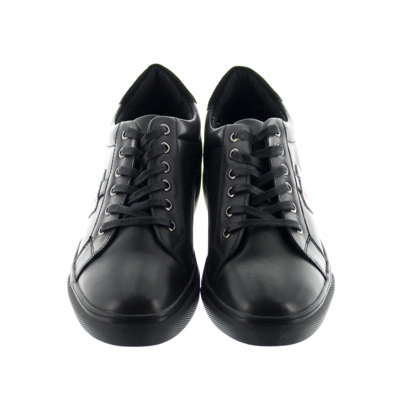 basket Homme rehaussante - Noir - Cuir - +5 CM - Rocchetta - Mario Bertulli