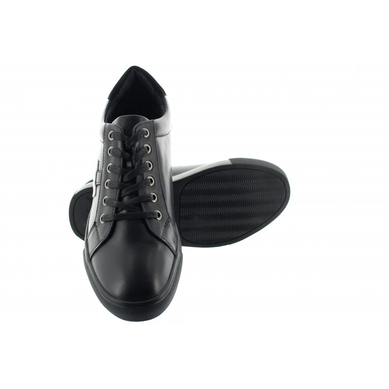 basket rehaussante Homme - Noir - Cuir - +5 CM - Détente - Mario Bertulli