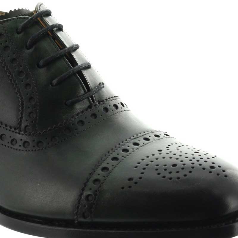 buty richelieu Mężczyzna z podwyższającą wkładką - Zielony - Pełnoziarnista skóra cielęca - +6 CM - Ekskluzywne - Mario Bertulli