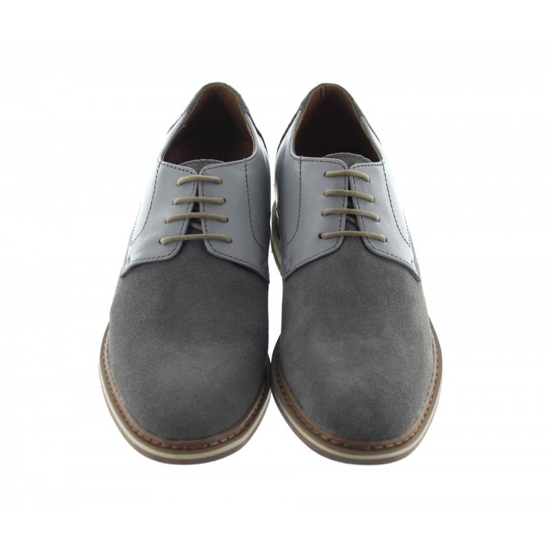 buty oxford Mężczyzna podwyższające - Jasnoszary - Nubuk / Skóra - +6 CM - Czas wolny - Mario Bertulli