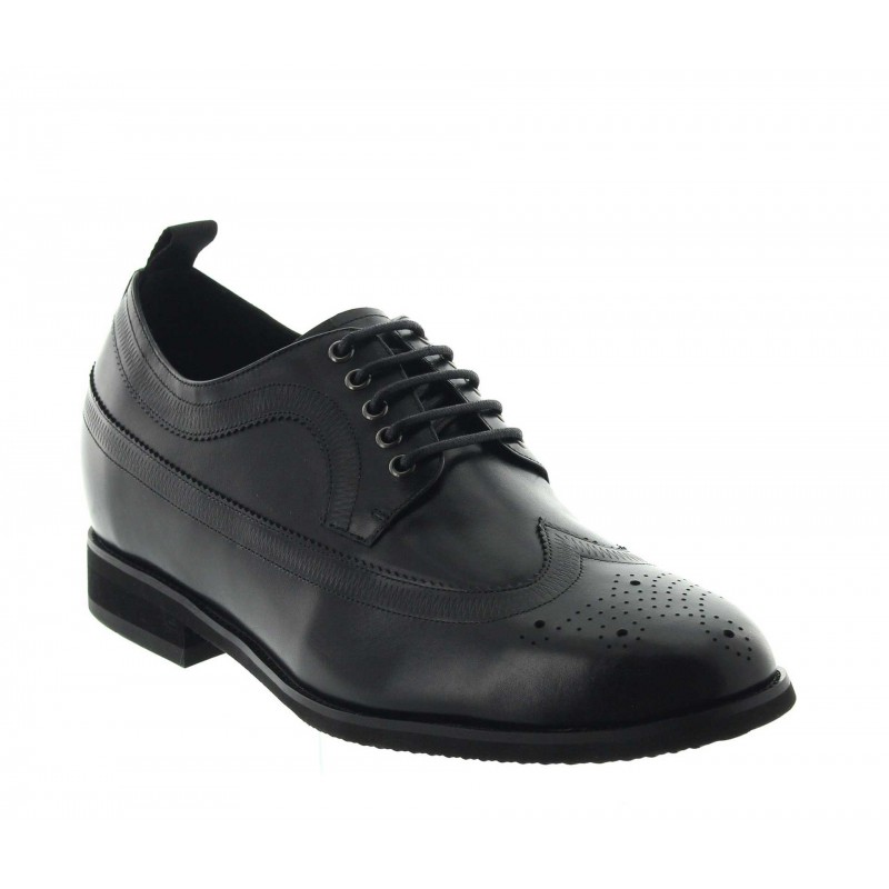 buty derby na koturnie Mężczyzna - Czarny - Skóra - +7,5 CM - Gargano - Mario Bertulli