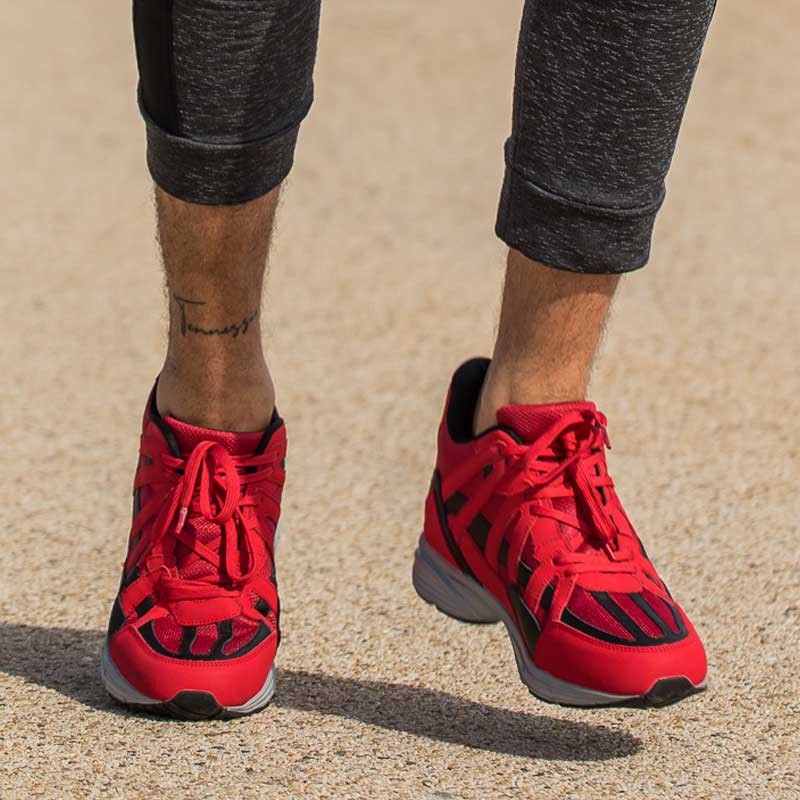 Włoskie buty podwyższające Mężczyzna - Czerwony - Skórzane/siatkowe  - +7 CM - Drena - Mario Bertulli