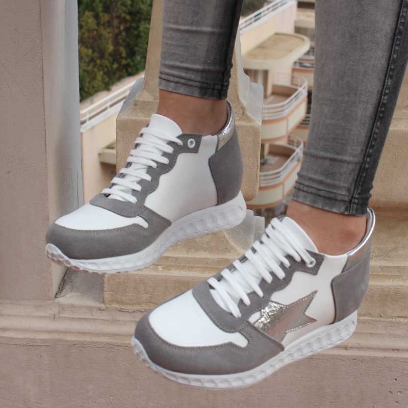 Sneakersy Giulia - beige +7cm