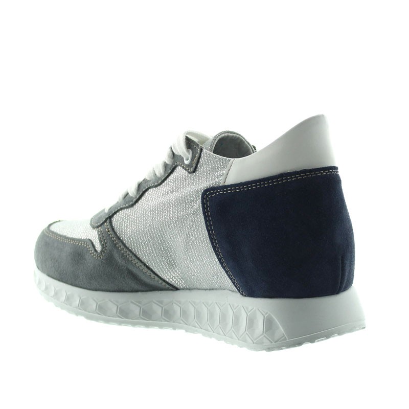 Sneakersy Perla - Niebieskie/srebro +7cm