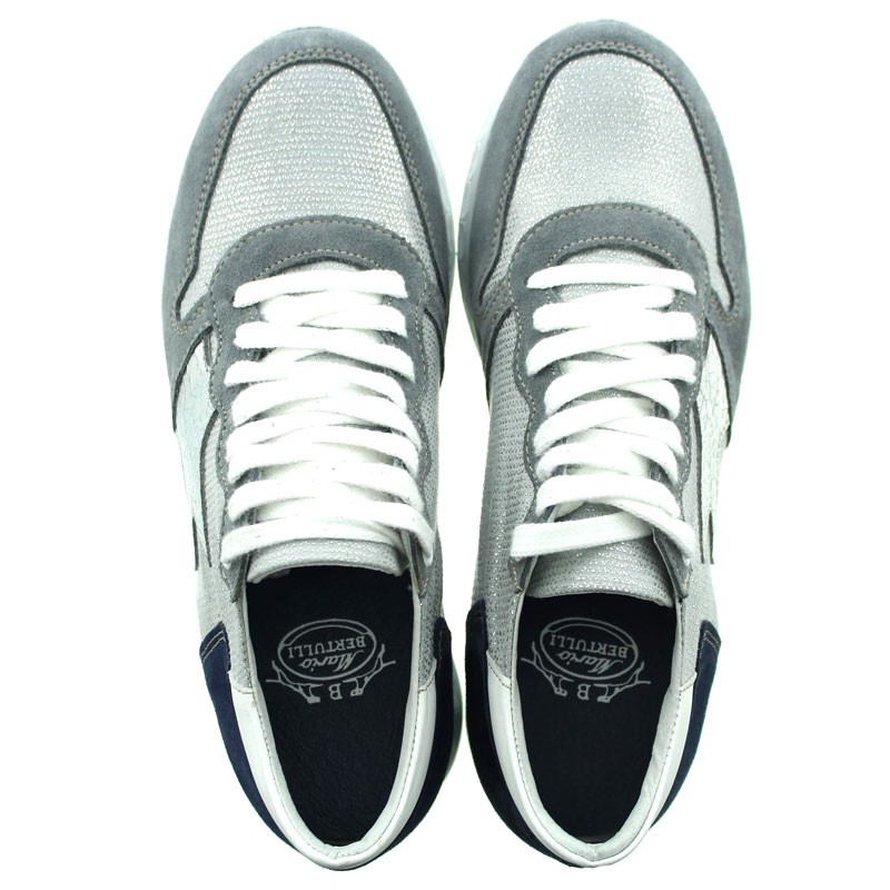 Sneakersy Perla - Niebieskie/srebro +7cm