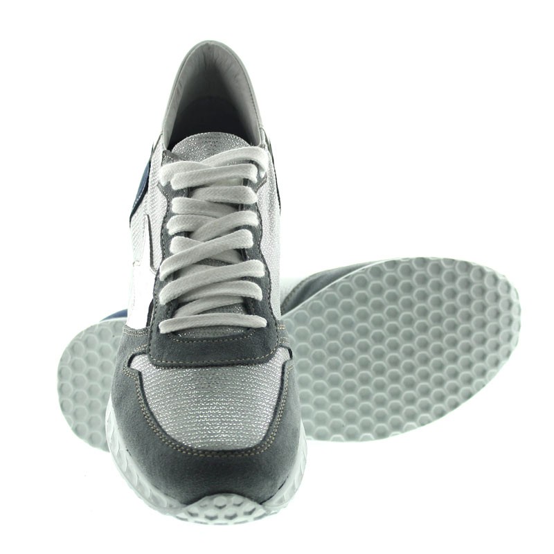 Sneakersy Perla - Niebieskie/srebro +7cm