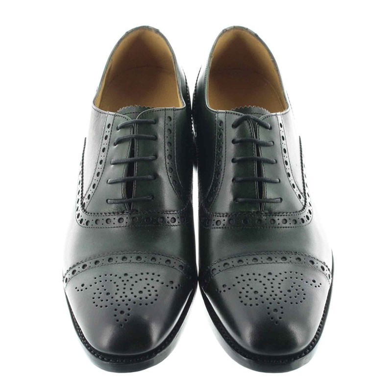buty richelieu na koturnie Mężczyzna - Zielony - Pełnoziarnista skóra cielęca - +6 CM - Stefano - Mario Bertulli