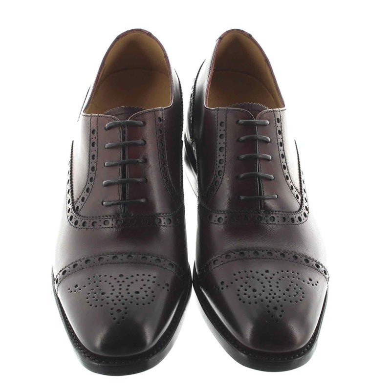 buty richelieu na koturnie Mężczyzna - Bordowy - Pełnoziarnista skóra cielęca - +6 CM - Stefano - Mario Bertulli