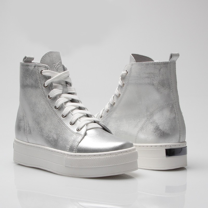 Sneakers Rehaussantes Femme Chiaia - Argent +6,5cm