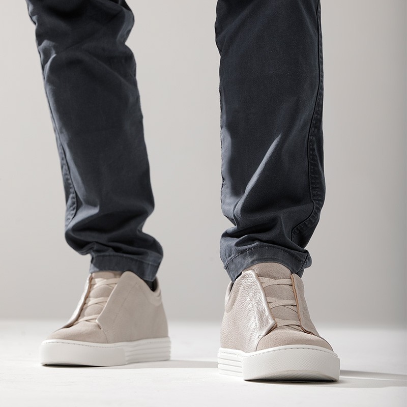 Sneaker Vomero męskie z koturnem | Piaskowy +6cm | Mario Bertulli