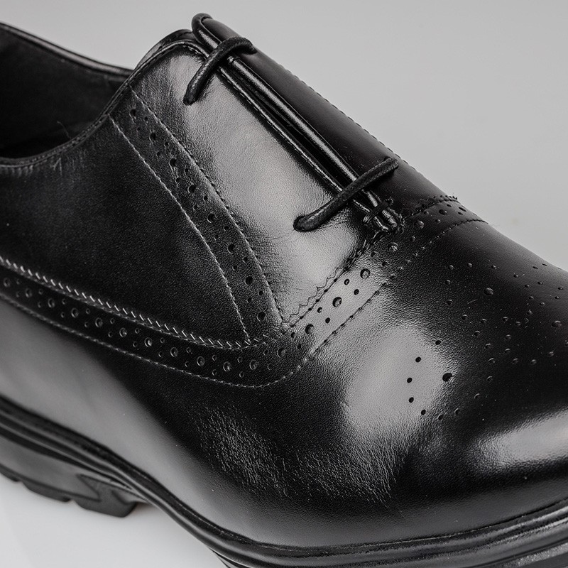 Męskie buty derby na koturnie | Czarny +8,5 CM | Mario Bertulli
