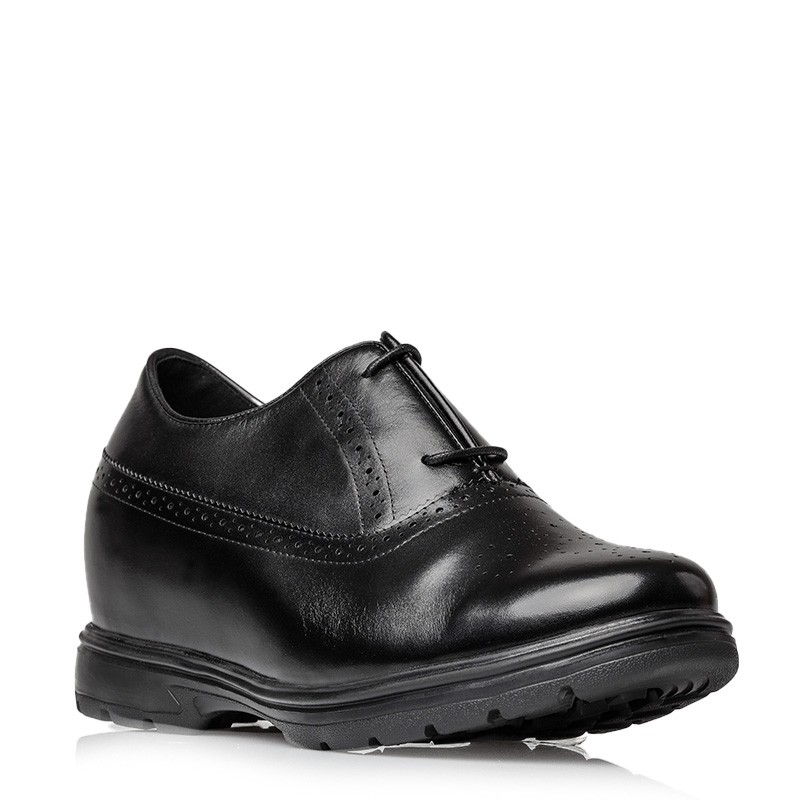 Męskie buty derby na koturnie | Czarny +8,5 CM | Mario Bertulli