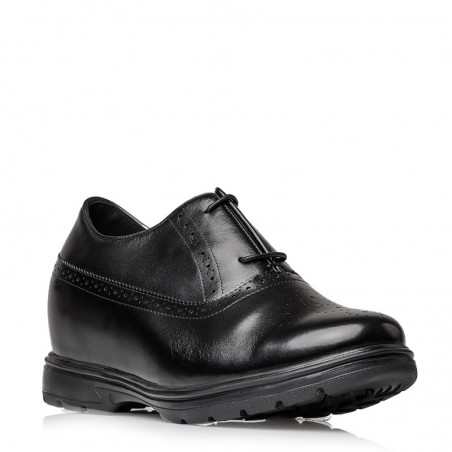 Męskie buty derby na koturnie | Czarny +8,5 CM | Mario Bertulli