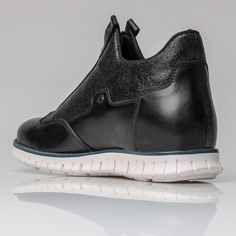 Sneaker na koturnie męski | Czarny +6,5 CM | Mario Bertulli