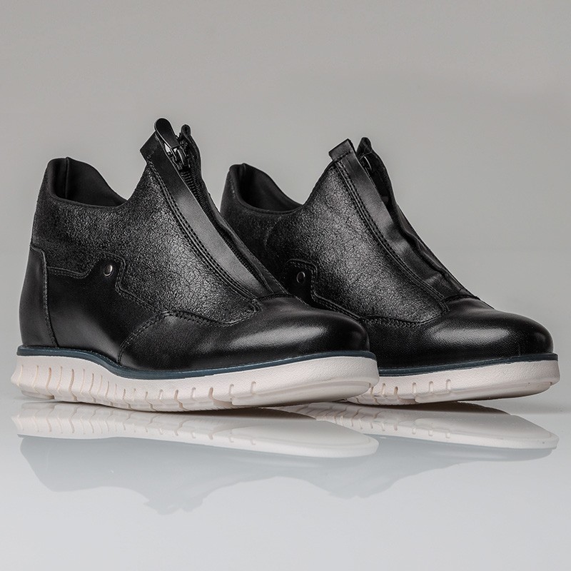 Sneaker na koturnie męski | Czarny +6,5 CM | Mario Bertulli