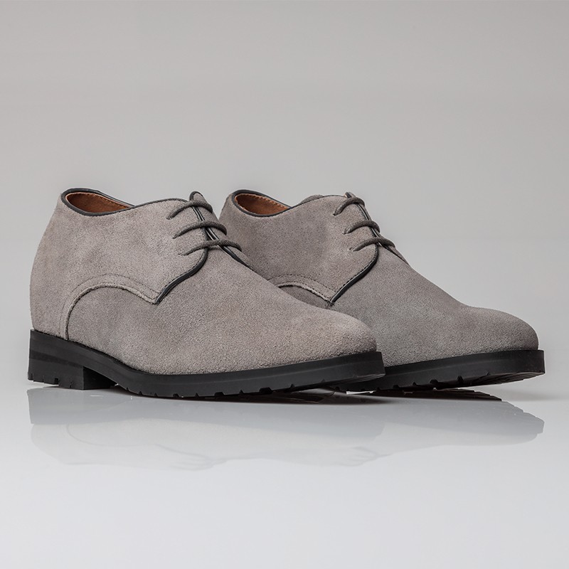 Męskie buty Derby na koturnie | Szary +7 CM | Mario Bertulli