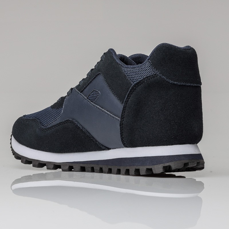 Sneakersy męskie podwyższające  | Granatowy +7 CM | Mario Bertulli
