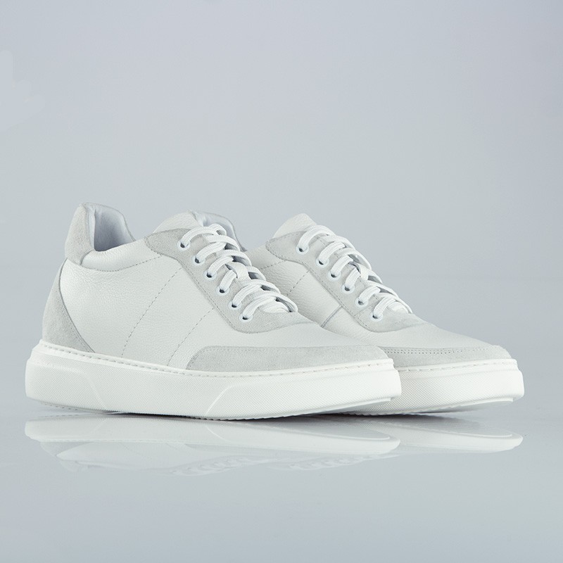 Sneaker męski na koturnie | Biały +7,5 cm | Mario Bertulli
