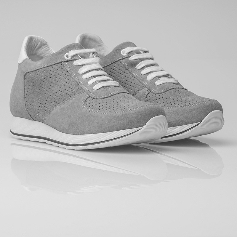 Sneaker na koturnie Męski | Jasnoszary +7 CM | Mario Bertulli