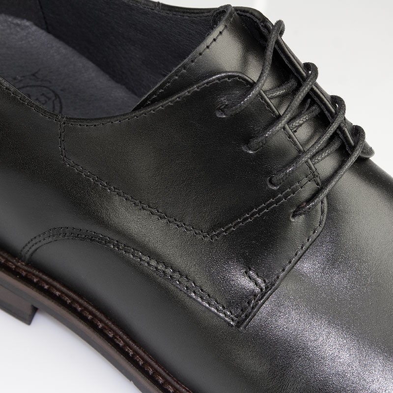 Męskie buty derby na koturnie | czarne +7,5cm | Mario Bertulli