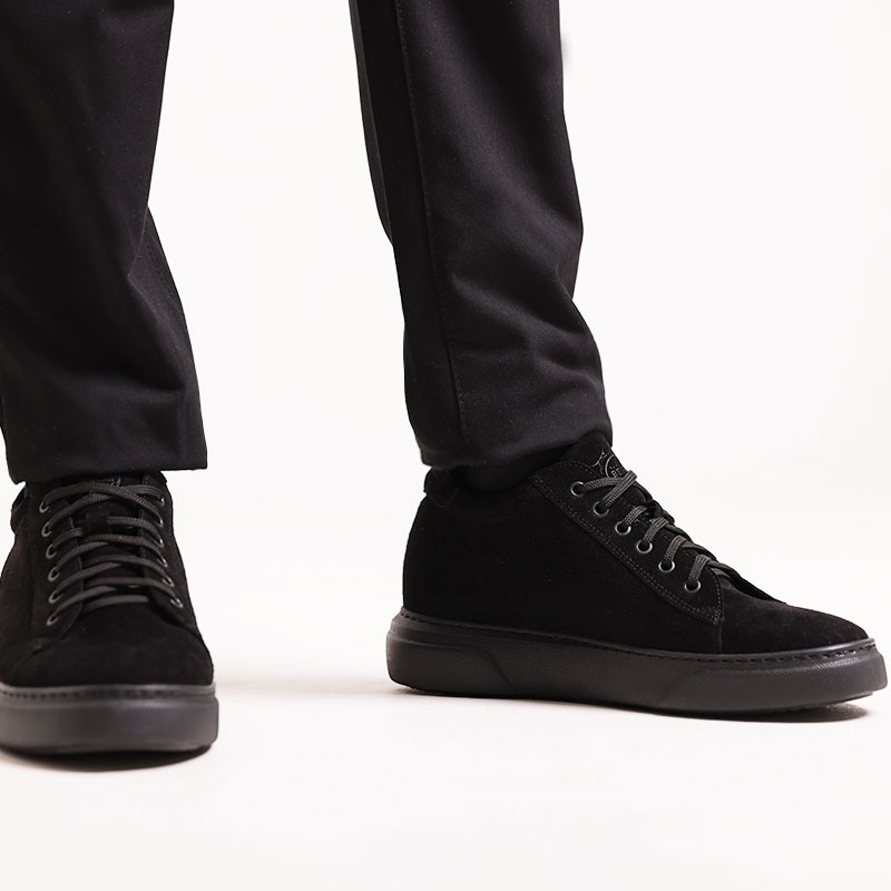 Sneaker męski na koturnie | Brera czarny +7,5 cm | Mario Bertulli