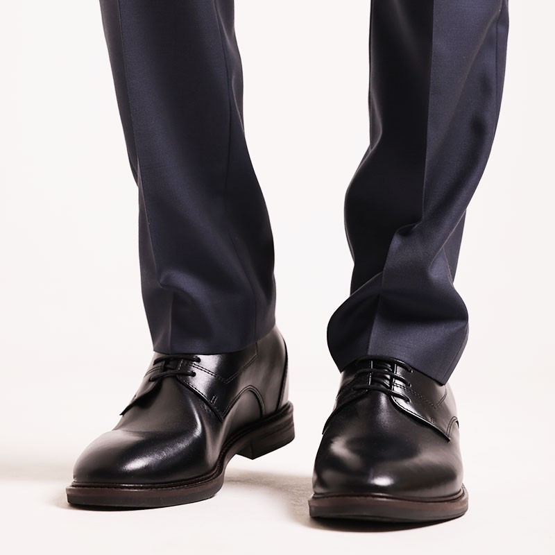 Męskie buty derby na koturnie | czarne +7,5cm | Mario Bertulli