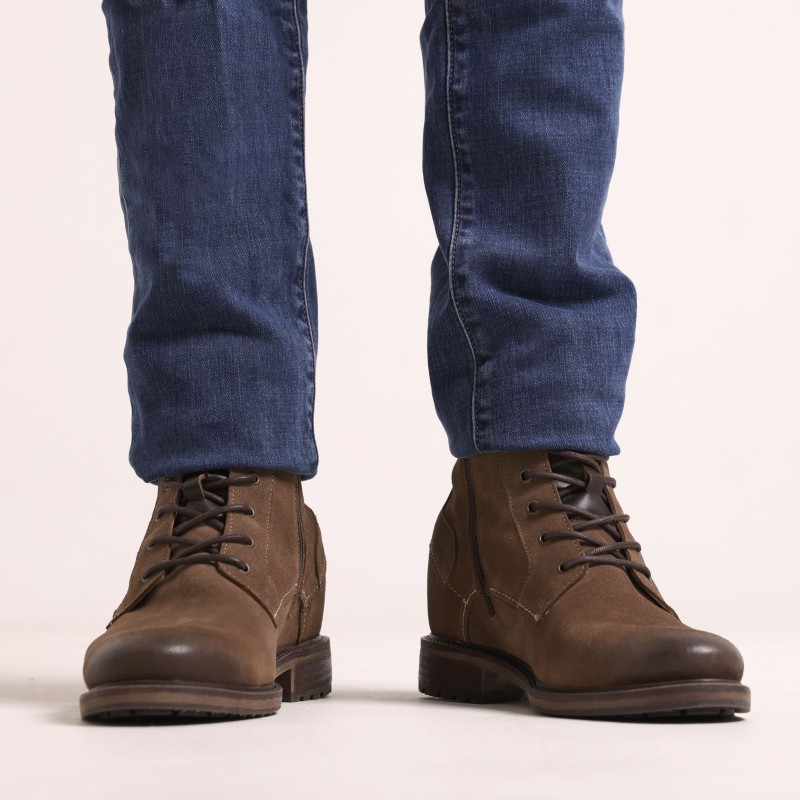 Buty na koturnie męskie | brązowe +9 CM | Mario Bertulli