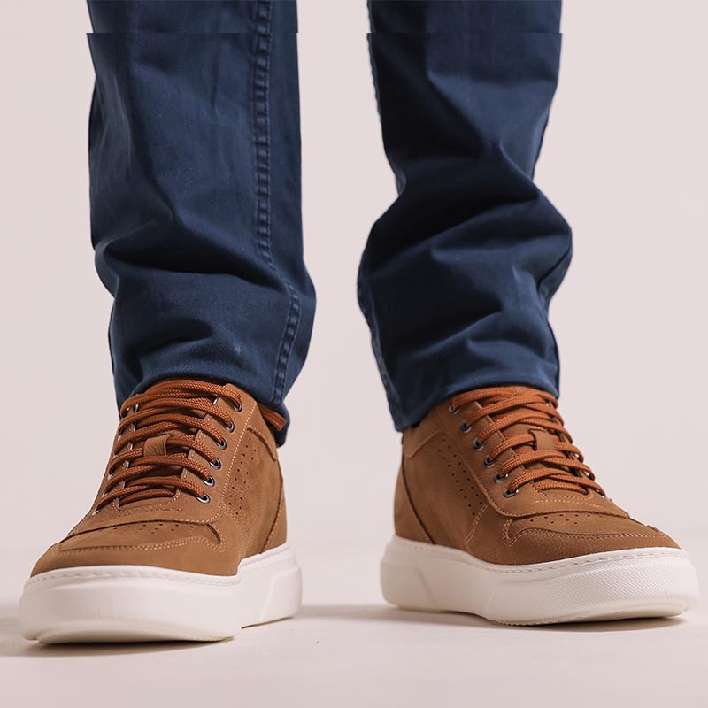 Męski sneaker na koturnie | Camel +7 cm | Mario Bertulli