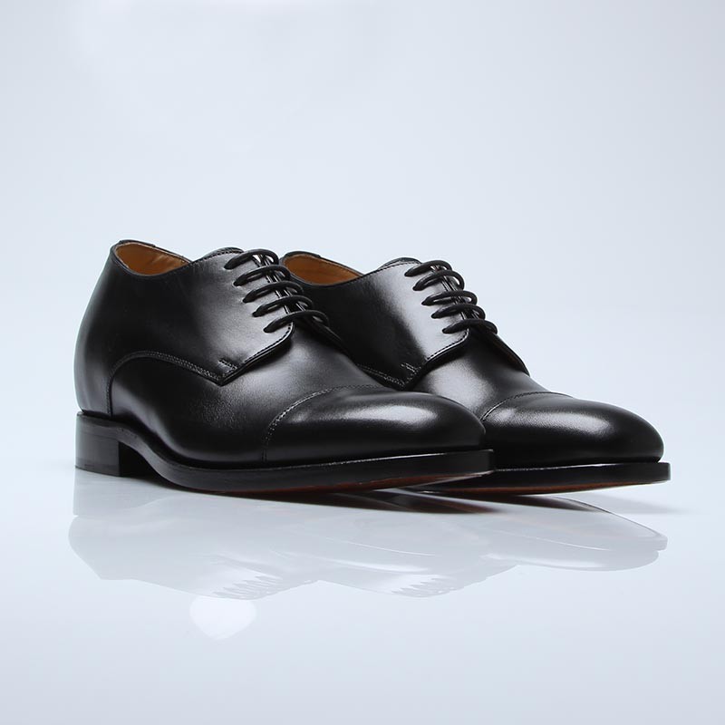 Buty Derby na koturnie męskie | Czarny +6 CM | Mario Bertulli