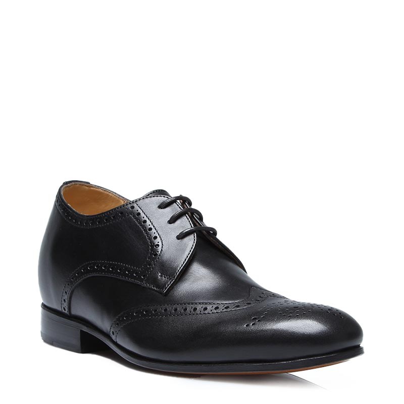 Buty Derby na koturnie męskie | Czarny +6 CM | Mario Bertulli