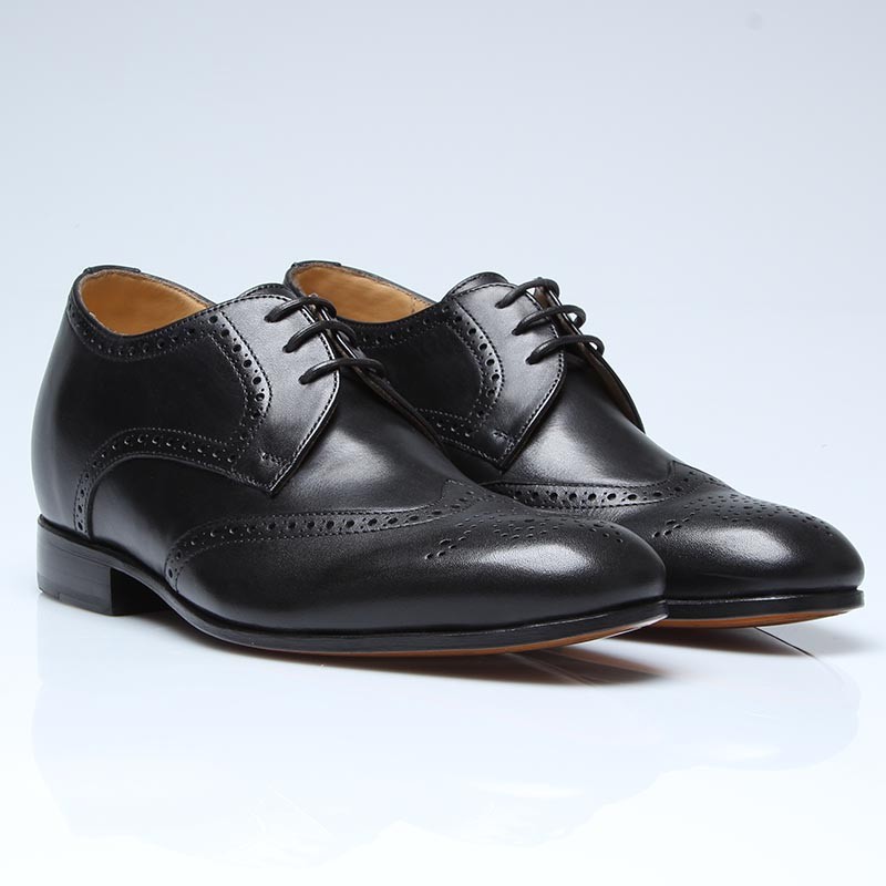 Buty Derby na koturnie męskie | Czarny +6 CM | Mario Bertulli