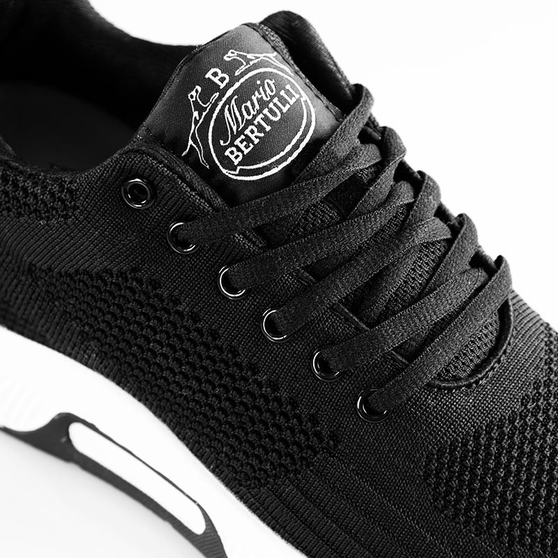 Sneakersy męskie z podwyższeniem  | czarny +5.5cm | Mario Bertulli