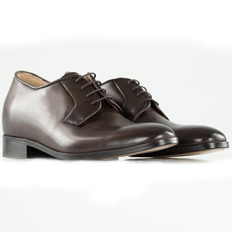 Buty Derby na koturnie Męskie | Czekoladowy +6 CM | Mario Bertulli