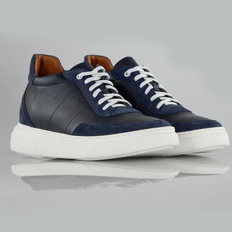Sneaker męski na koturnie | Biały +7,5 cm | Mario Bertulli