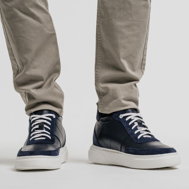 Sneaker męski na koturnie | Biały +7,5 cm | Mario Bertulli