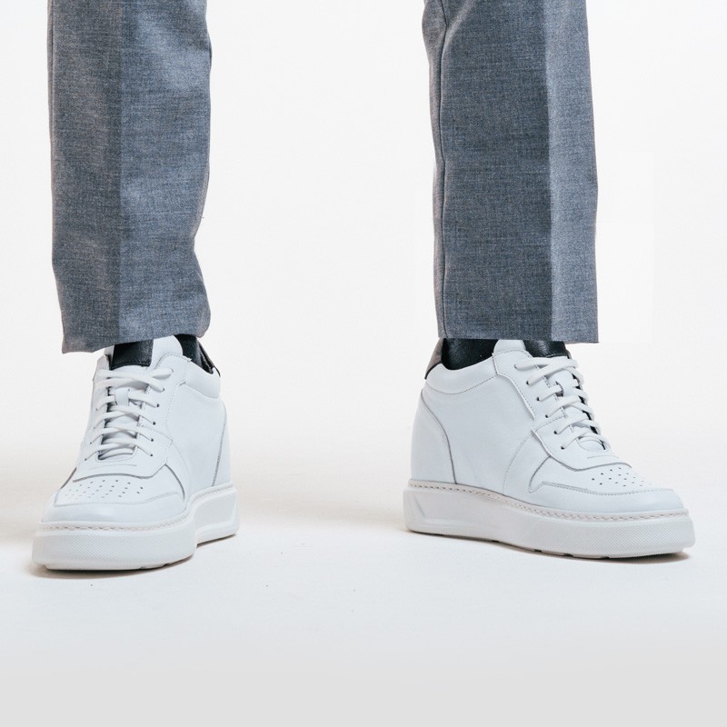 Sneaker męski na koturnie | Biały +9 cm | Mario Bertulli