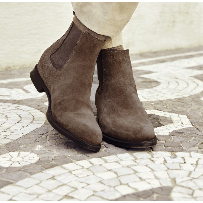 Męskie botki podwyższające | taupe +6,5cm | Mario Bertulli