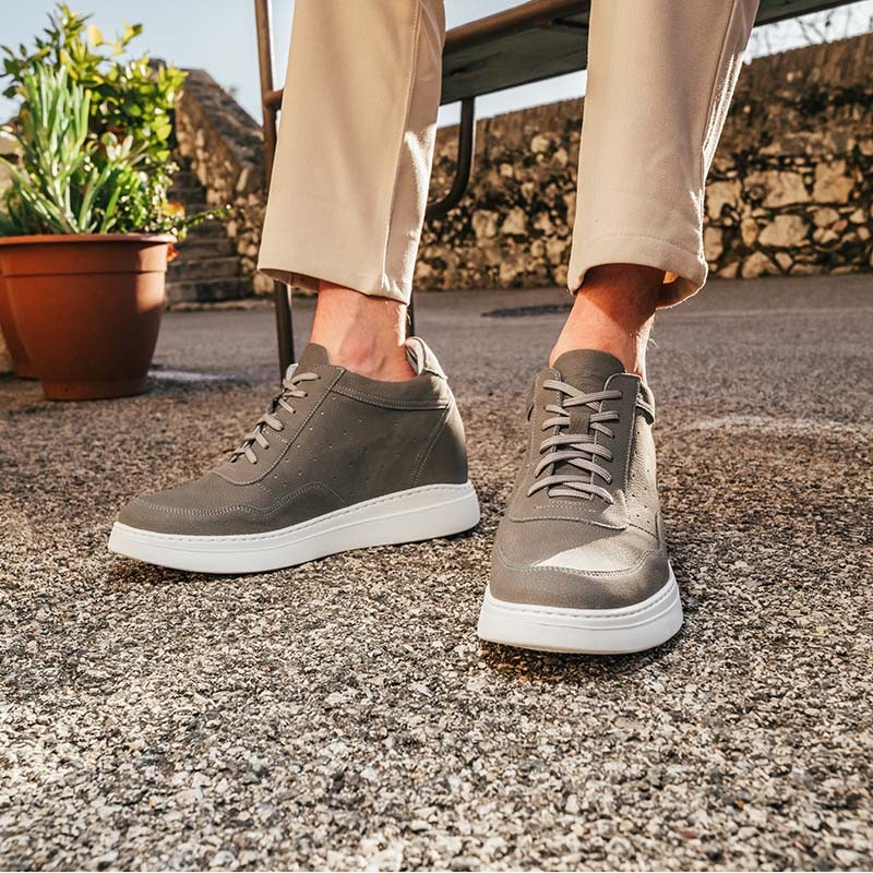 Sneaker na koturnie męski | Szary +9 cm | Mario Bertulli