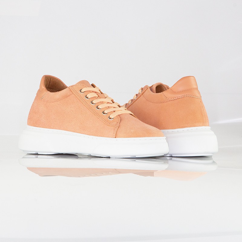 Sova brzoskwiniowe buty damskie podwyższające +7,5cm