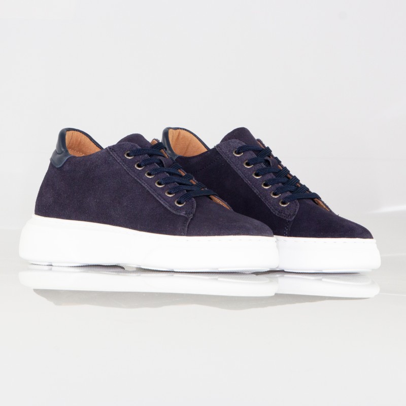Sova granatowe damskie buty podwyższające +7,5cm