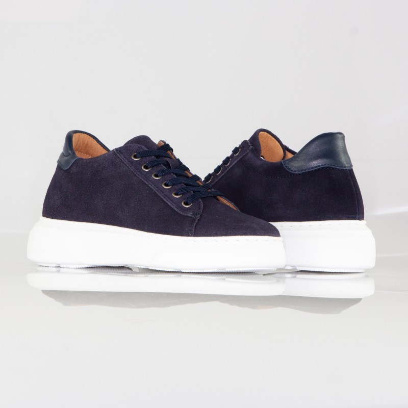 Sova granatowe damskie buty podwyższające +7,5cm
