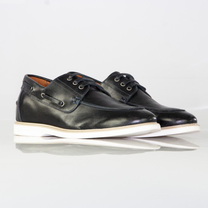 Buty żeglarskie podwyższające Manarola ciemny granat +5 cm